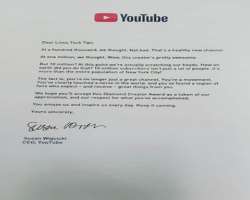He received an appreciation letter including the D He received an appreciation letter including the Diamond Creator Award from the CEO of Youtube for his great success. As of 2019, his channel was the